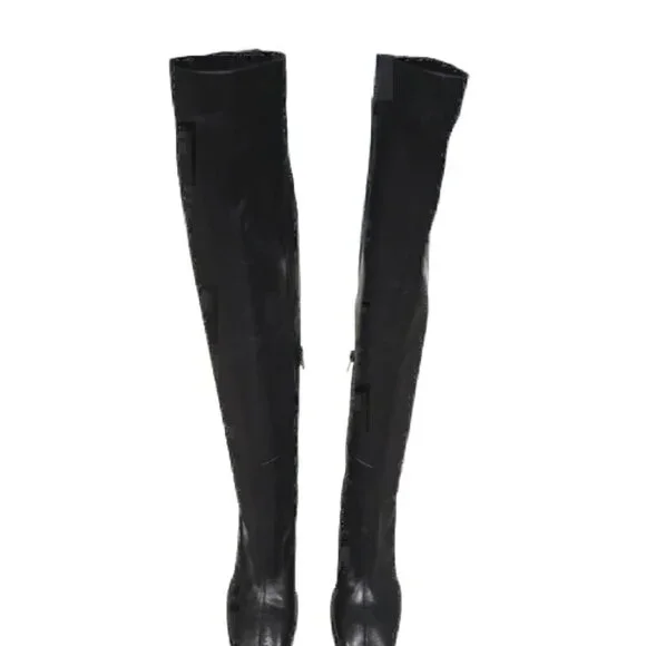 Jeffrey Campbell Black Knee High Leather Boots - Picture 4 of 12